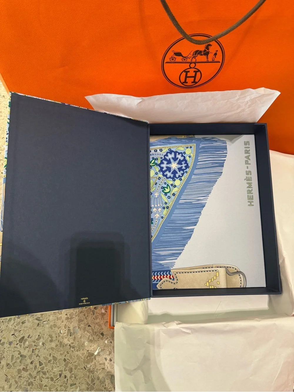‘26 Hermes Petit h - Large Decorative Silk/Twill Upholstered Box - BNIB